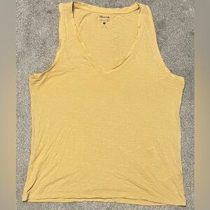 Madewell Soft Yellow V-Neck Slub Tank